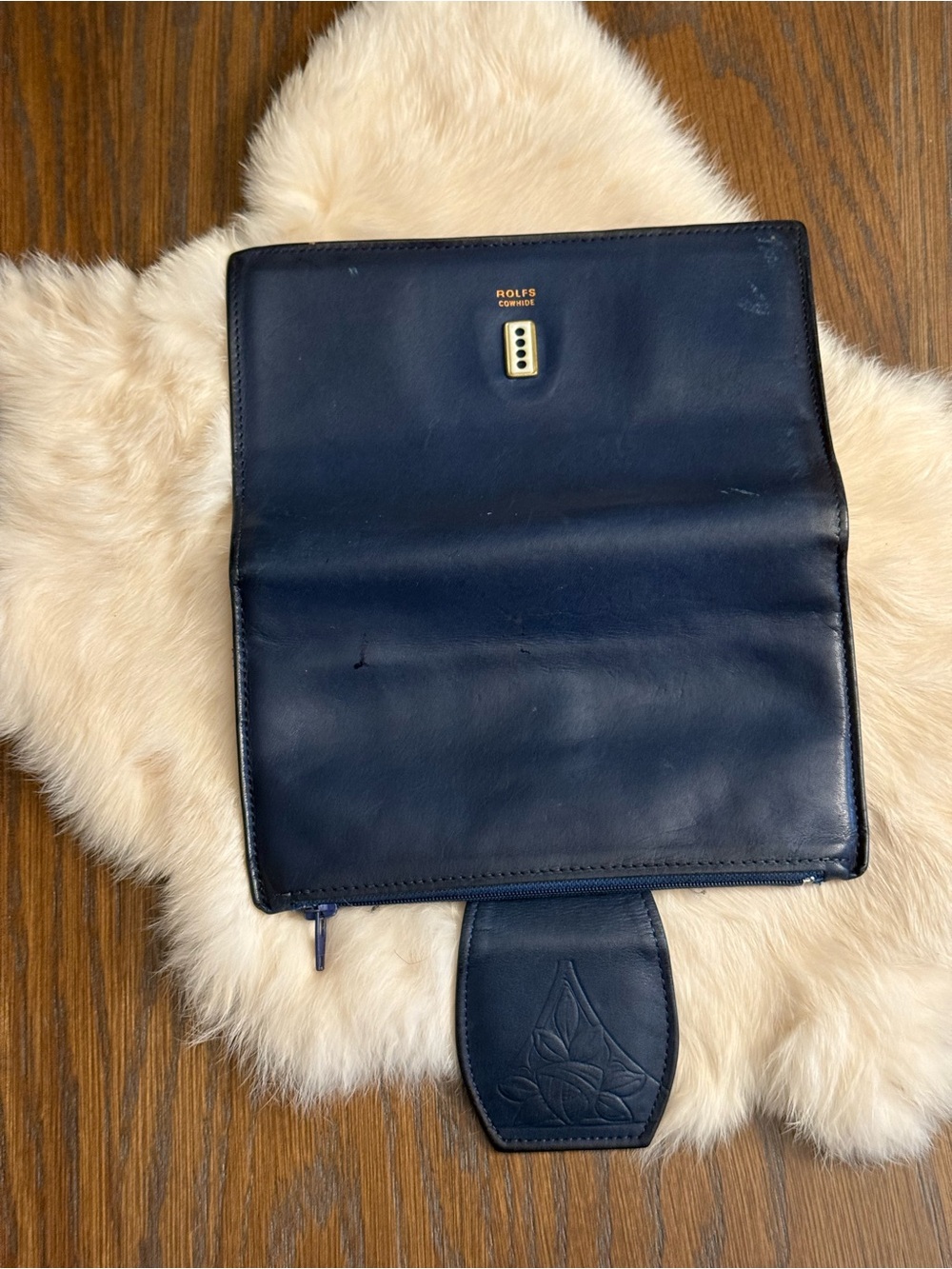 Rolfs Cowhide Navy Blue Leather Bifold Wallet - Picture 3 of 6